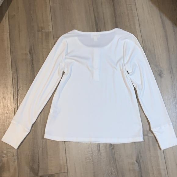 Soft Henley Long Sleeve Tops in White and Gray - Picture 15 of 15